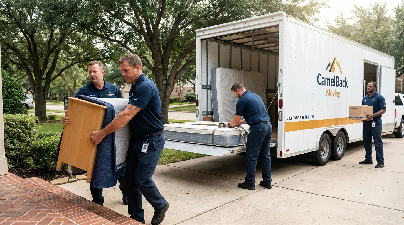 Crew loading residential truck for cross-state move from Rutherfordton, NC